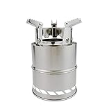 WJQ Edelstahl-Brennholzofen Winddichter Holz-Campingofen Picknick-Werkzeug für den Außenbereich Langlebige und effizient brennende Doppelschichtstruktur zur Reduzierung von schwarzem R