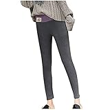 PWKNRD Damen Strumpfhose Winter Warme Leggings Thermo Freizeithose mit Süße Tierdruck Jogginghose Hoher Taille Blickdichte Sporthose Lange Leggins Elastische Hosen Mode Einfarbig L