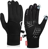 Winter Thermo Handschuhe Herren Damen Warme Winddichte rutschfeste Touchscreen Leichte Sport Laufen Joggen Fahrrad Radfahren Outdoor Schwarz(L, TM01)