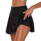 Vertvie Damen Sportskort Tennis Golf Sport Hosen Rock Dehnbar Laufenrock 2 in1 Sport Leggings mit Rock Kurz Skort Active Athletic Hosenrock Laufenrock (M, Schwarz)