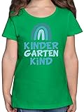 Kindergarten Geschenk Outfit - Kindergartenkind Regenbogen Blau - 152 (12/13 Jahre) - Grün - Zeichnung - F131K - Mädchen Kinder T-S