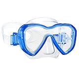 Dorlle Kinder Taucherbrille Tauchmaske,Anti-Fog und Anti-Leck Schnorchelbrille Schwimmbrille Wasserdicht Tempered Glas Maske für Kinder,B