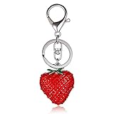 Schlüsselanhänger Schlüsselring Erdbeerrot Schöne charmante Anhänger Kristall Geschenk Geld zu mieten Schlüsselring Kette Frucht Serie M