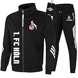 JesUsAvila Herren Trainingsanzug Einstellen Joggen Passen 1.Fc-Koln Kapuzenpulli Zip Jacke + Hose Kapuzenpullover Basketball Kleider Einstellen Jacken Jacke/Schwarz/XL