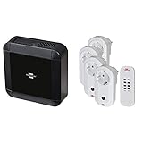 Brennenstuhl Brematic Pro Smart Home Zentrale (868 mhz, Sprachsteuerung mit Amazon Alexa oder per App) und 4er Funksteckdosen Set Innenb