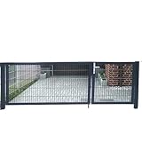 Einfahrtstor Gartentor Tor Hoftor 2-flügelig asymmetrisch Grau RAL 7016 Anthrazit / 300cm x 123cm (BxH) ink