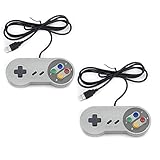 TRIXES 2er Pack SNES NES Controller USB - Klassischer Retro Gaming Joypads Gamepad kompatibel mit Gaming PC, Computer, Laptop,Apple MAC, Raspberry Pi, Wii U