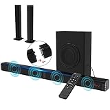 Soundbar für TV Geräte 32' 2.1 CH Bluetooth TV Speaker mit Subwoofer 200W 3D Surround Sound Lautsprecher DSP, HDMI ARC, USB, Opt, COA, AUX und RCA Anschluss, abnehmbares 2-in-1-Design, 10 EQ-M