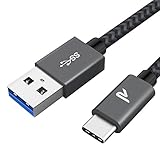 USB C Kabel 3.1A Schnellladung, RAMPOW USB C Ladekabel USB 3.0 und QC 3.0, USB Kabel Typ C haltbares Nylon geflochtenes USB C für Samsung Galaxy S21/S10/S9/S8/Note 10/Google/Sony - 1M