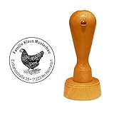 STEMPEL Adressstempel HUHN BAUER Durchmesser ca. Ø 40 mm - mit persönlicher Adresse und Huhn M