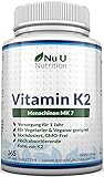 Vitamin K2 MK7 200 µg | 365 Vegetarische und Vegane Tabletten | Jahresversorgung von Vitamin K2 Menaquinon MK7 hochdosiert | All Trans von Nu U N