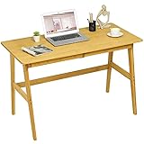 VIAGDO Bambus Schreibtisch, 120x60x75 cm Computertisch Gaming Tische mit 2 Schubladen, Bürotisch, PC Tisch, Bambus Tisch, Esstisch, Kleiner Tisch für das Homeoffice, Arbeitszimmer, W