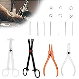 6 Stücke Body Piercing Kit Professionelle Ohr Nase Deco Werkzeuge Zangen Nadeln Set Mit Stud Ring