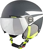 ALPINA Unisex - Kinder, ZUPO VISOR Q-LITE Skihelm, charcoal-neon matt, 54-58