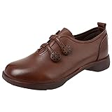 Eaylis Damen Mode weiche Lederschuhe Retro Flache Schuhe mit weicher Sohle, Sneaker Atmungsaktiv Turnschuhe Leicht Sportschuhe Laufschuhe Straßenlaufschuhe F