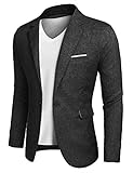 MAXMODA Freizeit Sakko Herren Schwarz Männer Blazer Slim Fit Modern Sportlich Jackett L