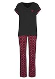 Lascana Damen Damen Pyjama mit Grafikprint aus weicher Single-Jersey-Q