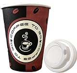 Made in DE, Biologisch Abbaubar, 100 Stück Kaffeebecher to go 300 ml, Papppbecher Coffee Becher 0,3 L Cup mit Deck