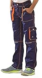 6111 Planam Basalt Junior Bundhose in verschiedenen Farben, Arbeitshose für Kinder (122/128, marine-orange)