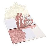 Moocuca Pop-Up Hochzeitskarte Hochzeitseinladungen Besondere 3D-Karte zur Hochzeit Hochzeitskarten Glückwunsch mit hochwertigem Umschlag Hochzeitsglückwünsche Hochzeitstag Verlobung Beichte (Rosa)