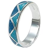 Indianerschmuck Ring aus Sterling Silber - Indianer Hochzeitsring,Türkis/Lapislazuli-6: Durchmesser 16,50 mm, Umfang 51,75