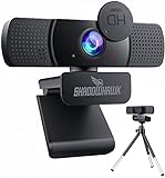 Webcam mit Mikrofon und Stativ, Shadowhawk 1080P Web Kamera für PC Laptop 110° Blickfeld, Web Cam mit Abdeckung, Webcams USB Full HD für Konferenz, Videoanruf, Kompatibel mit Windows/Linux/