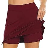 Lulupi Tennisrock mit Innenhose Damen Kurz Skort Sport Rock Laufrock Schnelltrocknend Sportrock Golfrock Hosenrock Ultraleicht weich Sk