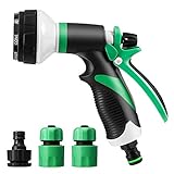 Garten Handbrause, Garten Spritzpistole Gartenbrause mit 8 Sprühbilder, Verstellbarer Wasserdurchfluss Hochdruck Handsprüher für Rasen Bewässerung, Autowaschen, Haustier Baden (Grün)