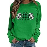St. Patrick's Day Damen Blusenshirt Langarmshirt Shamrock Bluse Festlich Dwarf Lockere Freizeit Patchwork Clover Langarm Grünes Letter Print Irish Clover Print Tops Lucky Shamrock Print Kleeb