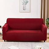 ZZHEXIN Stretch Sofabezug, Thick Polyester Jacquard Sofahusse, Für Verschiedene Arten Von Sofas Mit Armlehne Wohnzimmer Anti-Rutsch, Mehrere Größen Und Farben Erhältlich-Rot ||2-S