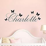 BLOUR Personalisierte Schmetterling Name Wandaufkleber Schmetterling Muster Benutzerdefinierte Name Wandtattoo Vinyl Kinderbett Kinderzimmer Dekor Wandbild X067