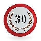 signodoo® 30-jähriges Jubiläumsschild mit goldenem Lorbeerkranz | Geburtstagsschild | Geprägt | Aluminiumschild | Ø 31,5 cm | Lorbeerkranz G