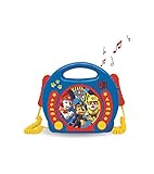 Lexibook PAW Patrol Helfer auf vier Pfoten Chase CD-Player mit 2 integrierten Mikrofonenv, Programmierfunktion, Kopfhörer-Anschluss, für Kinder, AC-Betrieb oder Batterie, Blau/Rot, RCDK100