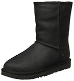 UGG Female Classic Short Leather Classic Boot, Black, 7 (UK),40(EU)