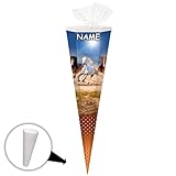 alles-meine.de GmbH passende 3D Bänder - Schleife - für Schultüte -  Wildpferde - Pferde im Galopp  - 50 / 70 / 85 cm - incl. Name - Zuckertüte - ALLE Größen - Markneuk