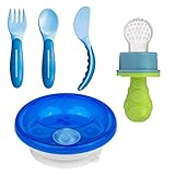 MAM Kindergeschirr - Set Boy blue colours // Warmhalteteller mit Lernbesteck MAM Dipper Set 6+ & Primamma Fruchtsauger b