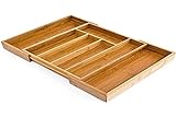 Relaxdays Besteckkasten Bambus, ausziehbarer Besteckeinsatz als Küchenorganizer, Schubladeneinsatz 33,5x29-48x5 cm,