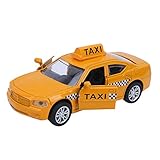 Zerodis 1:32 Alloy Pull Back Taxi Modell Toy Pull Back Taxi mit Musik Lichteffekt Druckguss Fahrzeug Modell Spielzeug Geschenk für Kinder Jungen und Mädchen(Gelb)