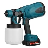Boyuan Akku-Farbspritzpistole, 800ml HVLP-Farbspritzgerät, Akku-Lackierpistole mit 3 Mustern & 3 Düsen, 18V 2000mAh Akku, für Auto, Deck, Zaun, Möbel,2Pcs Battery