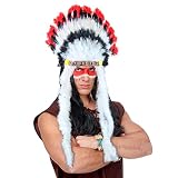 Widmann 3305B - Indianerhaarschmuck Wilder Stier, Häuptlings-Kopfschmuck, Mottoparty,