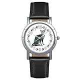 Timest - Orientalische Kurzhaar Katze - Damenuhr mit Lederarmband schwarz Rund Analog Quarz SA2597CC