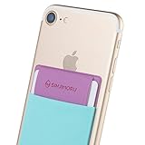 Sinjimoru Handy Kartenetui für Kreditkarten & Bargeld, Slim Wallet Smartphone Kartenhalter zum aufkleben ID Card Holder für iPhone und Android, Sinji Pouch Flap Mint-Grü