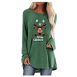 Langarmshirt Damen Langarm Locker Pullover Basic Oberteile Frauen Herbst V-Ausschnitt Tops Bluse Tunika Graphic T-Shirt Damen Oversize Sweatshirt Oberteil Tops T-Shirt Tops L