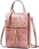 NoChoX Handtasche Damen Umhängetasche Handytasche Zum Umhängen Geldbörse Portemonnaie mit Vielen Fächern Kartenfach - Verstellbare Schultergurte (Rosa)