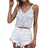 Bluse Damen Elegant Sexy Ärmellos Schulterfrei Sommer Weste V Ausschnitt Bedruckte Tunika Tops Trendige Oberteile Mit Knöpfe Pullover GroßE GrößEn Leicht T-Shirt Tanktops Strand C