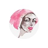 Aquarell Mode Afroamerikaner Frauen mit rosa Lippen Runde rutschfeste Gummi Mousepad Mauspads Matten Fall Abdeckung für Home Office & R