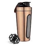 Navaris Protein Shaker Flasche aus Edelstahl - 750ml Fitness Becher für Eiweiß Shake - Sport Trinkflasche für Proteinshake - für Training F