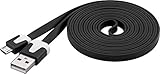 PremiumCord USB - Micro USB PVC-Flaches Verbindungskabel 2m, USB A Stecker auf Micro B Stecker, USB 2.0 High Speed Datenkabel, 2x geschirmt, AWG28, Farbe schwarz, Länge 2