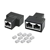 Lan Splitter, Lan Splitter 1 Auf 2 Lan Kabel Splitter Ethernet Splitter Lan Verteiler, Netzwerk Splitter 1 auf 2, Lan Switch 2port, Network Splitter -(2 Splitter +10 Rj45 Stecker)