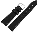 Excellanc-Uhrenarmband Ersatz Leder glatt Dornschließe Breite 10-26 mm (Stegbreite: 18 mm, schwarz)